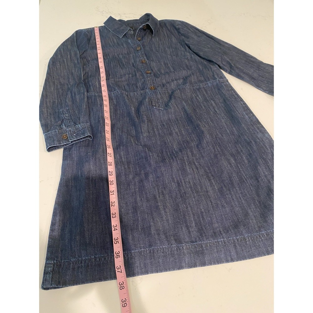 Talbots Denim Shirt Dress Size 10 100% Cotton Chambray Midi Dress Quiet Luxury - Picture 6 of 9
